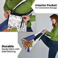 Curacao Christmas Grocery Bag with Santa Lizard Crown Gifts Snowflakes and Holiday Icons Design - Wonder Print Shop