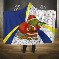 Curacao Christmas Hooded Blanket with Santa Lizard Crown Gifts Snowflakes and Holiday Icons Design - Wonder Print Shop