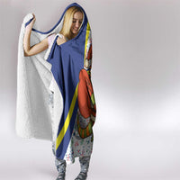 Curacao Christmas Hooded Blanket with Santa Lizard Crown Gifts Snowflakes and Holiday Icons Design - Wonder Print Shop