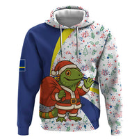 Curacao Christmas Hoodie with Santa Lizard Crown Gifts Snowflakes and Holiday Icons Design - Wonder Print Shop
