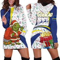 Curacao Christmas Hoodie Dress with Santa Lizard Crown Gifts Snowflakes and Holiday Icons Design - Wonder Print Shop