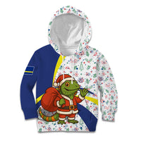Curacao Christmas Kid Hoodie with Santa Lizard Crown Gifts Snowflakes and Holiday Icons Design - Wonder Print Shop