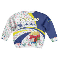 Curacao Christmas Kid Ugly Christmas Sweater with Santa Lizard Crown Gifts Snowflakes and Holiday Icons Design - Wonder Print Shop