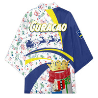 Curacao Christmas Kimono with Santa Lizard Crown Gifts Snowflakes and Holiday Icons Design - Wonder Print Shop