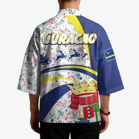 Curacao Christmas Kimono with Santa Lizard Crown Gifts Snowflakes and Holiday Icons Design - Wonder Print Shop