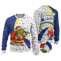 Curacao Christmas Ugly Christmas Sweater with Santa Lizard Crown Gifts Snowflakes and Holiday Icons Design - Wonder Print Shop