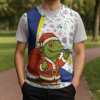 Curacao Christmas Knitted V-Neck Vest with Santa Lizard Crown Gifts Snowflakes and Holiday Icons Design - Wonder Print Shop