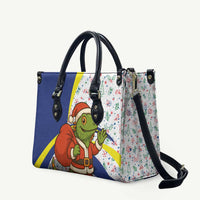 Curacao Christmas Leather Bag with Santa Lizard Crown Gifts Snowflakes and Holiday Icons Design - Wonder Print Shop