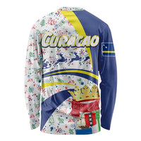 Curacao Christmas Long Sleeve Shirt with Santa Lizard Crown Gifts Snowflakes and Holiday Icons Design - Wonder Print Shop
