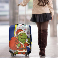 Curacao Christmas Luggage Cover with Santa Lizard Crown Gifts Snowflakes and Holiday Icons Design - Wonder Print Shop