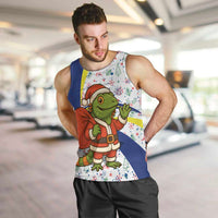 Curacao Christmas Men Tank Top with Santa Lizard Crown Gifts Snowflakes and Holiday Icons Design - Wonder Print Shop