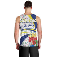 Curacao Christmas Men Tank Top with Santa Lizard Crown Gifts Snowflakes and Holiday Icons Design - Wonder Print Shop