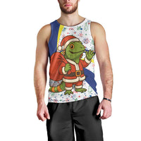 Curacao Christmas Men Tank Top with Santa Lizard Crown Gifts Snowflakes and Holiday Icons Design - Wonder Print Shop