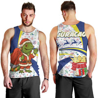 Curacao Christmas Men Tank Top with Santa Lizard Crown Gifts Snowflakes and Holiday Icons Design - Wonder Print Shop