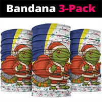 Curacao Christmas Neck Gaiter with Santa Lizard Crown Gifts Snowflakes and Holiday Icons Design - Wonder Print Shop