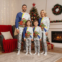 Curacao Christmas Pajama Set with Santa Lizard Crown Gifts Snowflakes and Holiday Icons Design - Wonder Print Shop