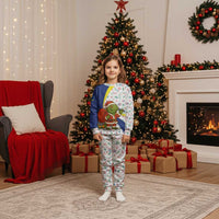 Curacao Christmas Pajama Set with Santa Lizard Crown Gifts Snowflakes and Holiday Icons Design - Wonder Print Shop