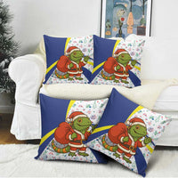 Curacao Christmas Pillow Cover with Santa Lizard Crown Gifts Snowflakes and Holiday Icons Design - Wonder Print Shop
