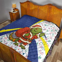 Curacao Christmas Quilt with Santa Lizard Crown Gifts Snowflakes and Holiday Icons Design - Wonder Print Shop