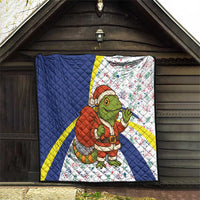 Curacao Christmas Quilt with Santa Lizard Crown Gifts Snowflakes and Holiday Icons Design - Wonder Print Shop