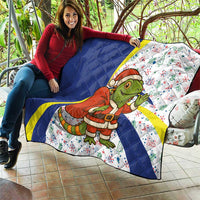 Curacao Christmas Quilt with Santa Lizard Crown Gifts Snowflakes and Holiday Icons Design - Wonder Print Shop