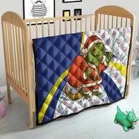 Curacao Christmas Quilt with Santa Lizard Crown Gifts Snowflakes and Holiday Icons Design - Wonder Print Shop