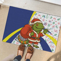 Curacao Christmas Rubber Doormat with Santa Lizard Crown Gifts Snowflakes and Holiday Icons Design - Wonder Print Shop