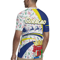 Curacao Christmas Rugby Jersey with Santa Lizard Crown Gifts Snowflakes and Holiday Icons Design - Wonder Print Shop