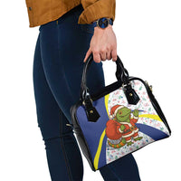 Curacao Christmas Shoulder Handbag with Santa Lizard Crown Gifts Snowflakes and Holiday Icons Design - Wonder Print Shop