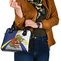 Curacao Christmas Shoulder Handbag with Santa Lizard Crown Gifts Snowflakes and Holiday Icons Design - Wonder Print Shop