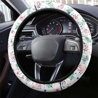Curacao Christmas Steering Wheel Cover with Santa Lizard Crown Gifts Snowflakes and Holiday Icons Design - Wonder Print Shop