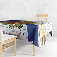 Curacao Christmas Tablecloth with Santa Lizard Crown Gifts Snowflakes and Holiday Icons Design - Wonder Print Shop