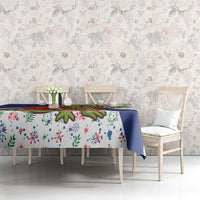 Curacao Christmas Tablecloth with Santa Lizard Crown Gifts Snowflakes and Holiday Icons Design - Wonder Print Shop