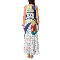 Curacao Christmas Tank Maxi Dress with Santa Lizard Crown Gifts Snowflakes and Holiday Icons Design - Wonder Print Shop