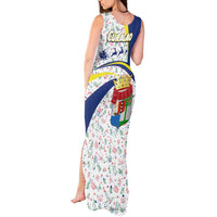 Curacao Christmas Tank Maxi Dress with Santa Lizard Crown Gifts Snowflakes and Holiday Icons Design - Wonder Print Shop