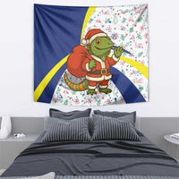 Curacao Christmas Tapestry with Santa Lizard Crown Gifts Snowflakes and Holiday Icons Design - Wonder Print Shop