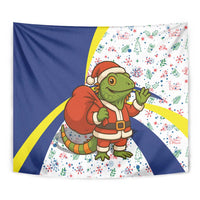 Curacao Christmas Tapestry with Santa Lizard Crown Gifts Snowflakes and Holiday Icons Design - Wonder Print Shop