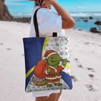 Curacao Christmas Tote Bag with Santa Lizard Crown Gifts Snowflakes and Holiday Icons Design - Wonder Print Shop