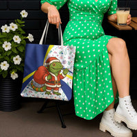 Curacao Christmas Tote Bag with Santa Lizard Crown Gifts Snowflakes and Holiday Icons Design - Wonder Print Shop