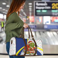 Curacao Christmas Travel Bag with Santa Lizard Crown Gifts Snowflakes and Holiday Icons Design - Wonder Print Shop