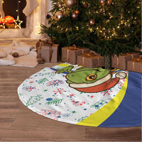 Curacao Christmas Tree Skirt with Santa Lizard Crown Gifts Snowflakes and Holiday Icons Design - Wonder Print Shop