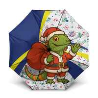Curacao Christmas Umbrella with Santa Lizard Crown Gifts Snowflakes and Holiday Icons Design - Wonder Print Shop