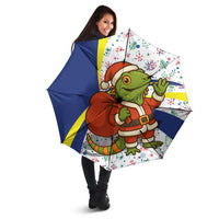 Curacao Christmas Umbrella with Santa Lizard Crown Gifts Snowflakes and Holiday Icons Design - Wonder Print Shop