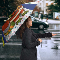 Curacao Christmas Umbrella with Santa Lizard Crown Gifts Snowflakes and Holiday Icons Design - Wonder Print Shop