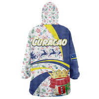 Curacao Christmas Wearable Blanket Hoodie with Santa Lizard Crown Gifts Snowflakes and Holiday Icons Design - Wonder Print Shop
