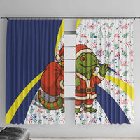 Curacao Christmas Window Curtain with Santa Lizard Crown Gifts Snowflakes and Holiday Icons Design - Wonder Print Shop
