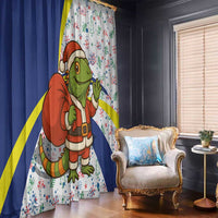 Curacao Christmas Window Curtain with Santa Lizard Crown Gifts Snowflakes and Holiday Icons Design - Wonder Print Shop