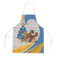 Somalia Christmas Apron with Santa Cheetah Christmas Tree Village Scene and Festive Snowflake - Wonder Print Shop