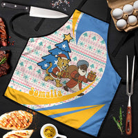 Somalia Christmas Apron with Santa Cheetah Christmas Tree Village Scene and Festive Snowflake - Wonder Print Shop