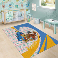 Somalia Christmas Area Rug with Santa Cheetah Christmas Tree Village Scene and Festive Snowflake - Wonder Print Shop